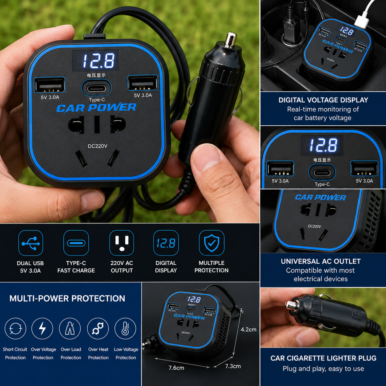 Car Power Inverter – 12V/24V DC to 220V AC - Quewish.com